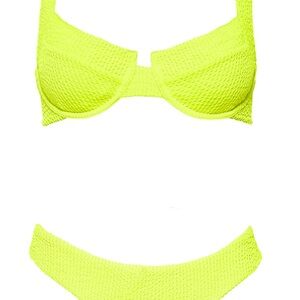 vetchy Neon Yellow Textured Underwire Bikini - Women Swim